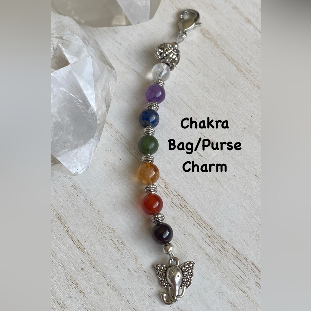 2/$30 Chakra Gemstone Bag/Purse Charm - Handmade